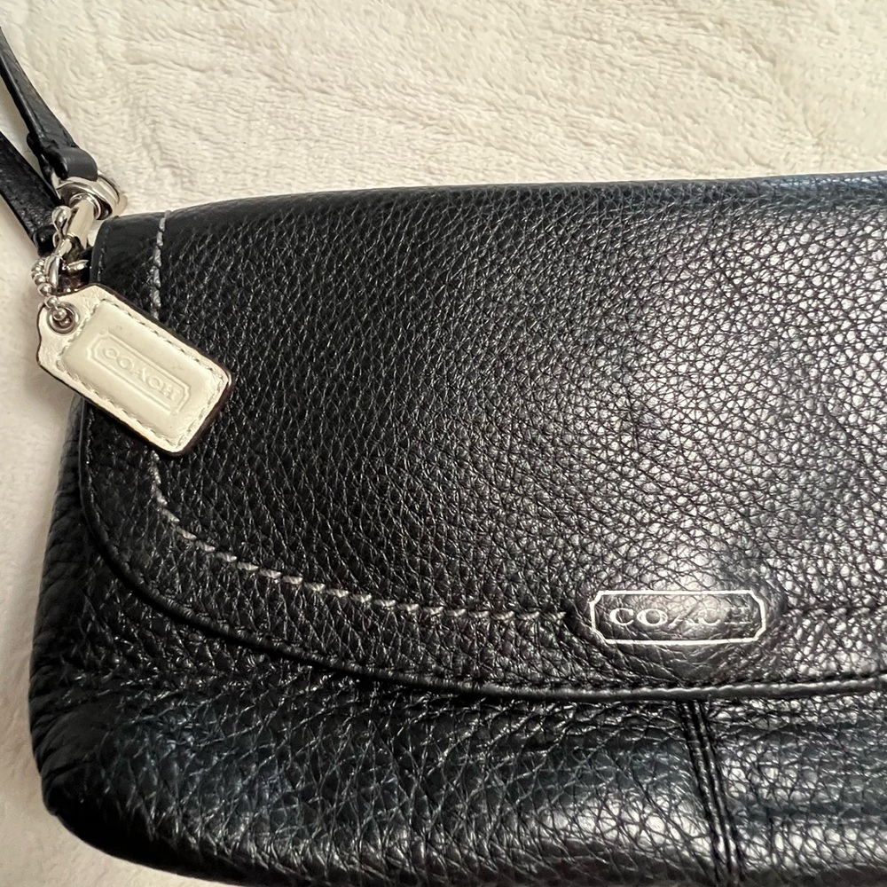 Coach Black Leather Clutch with Textured Finish